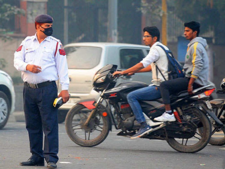 In Delhi, the police engaged in making arrangements for two wheelers without helmet and speeding